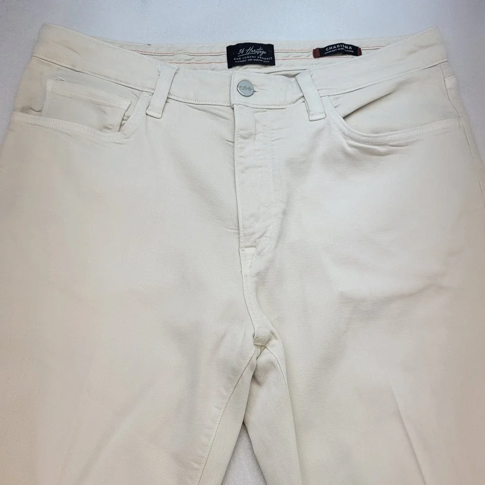 34 Heritage Charisma Pants Mens 35x30 Cream Classic Comfort Rise Luxury Stretch